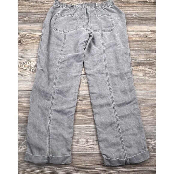 C&C California Women's MED Grey Linen Blend Cuffed Ankle Pants Nautical Beachy - Picture 4 of 13